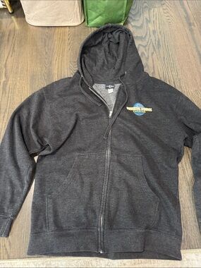 Univibe Dark Gray Zip-Up Hoodie with Small Yellow & Blue Logo